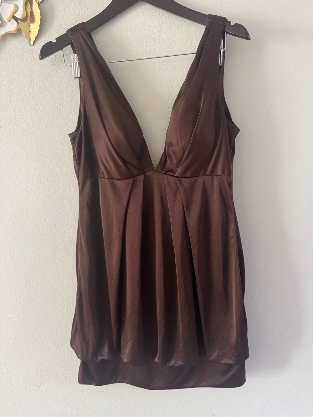 Alyn Paige Brown Satin Evening Dress